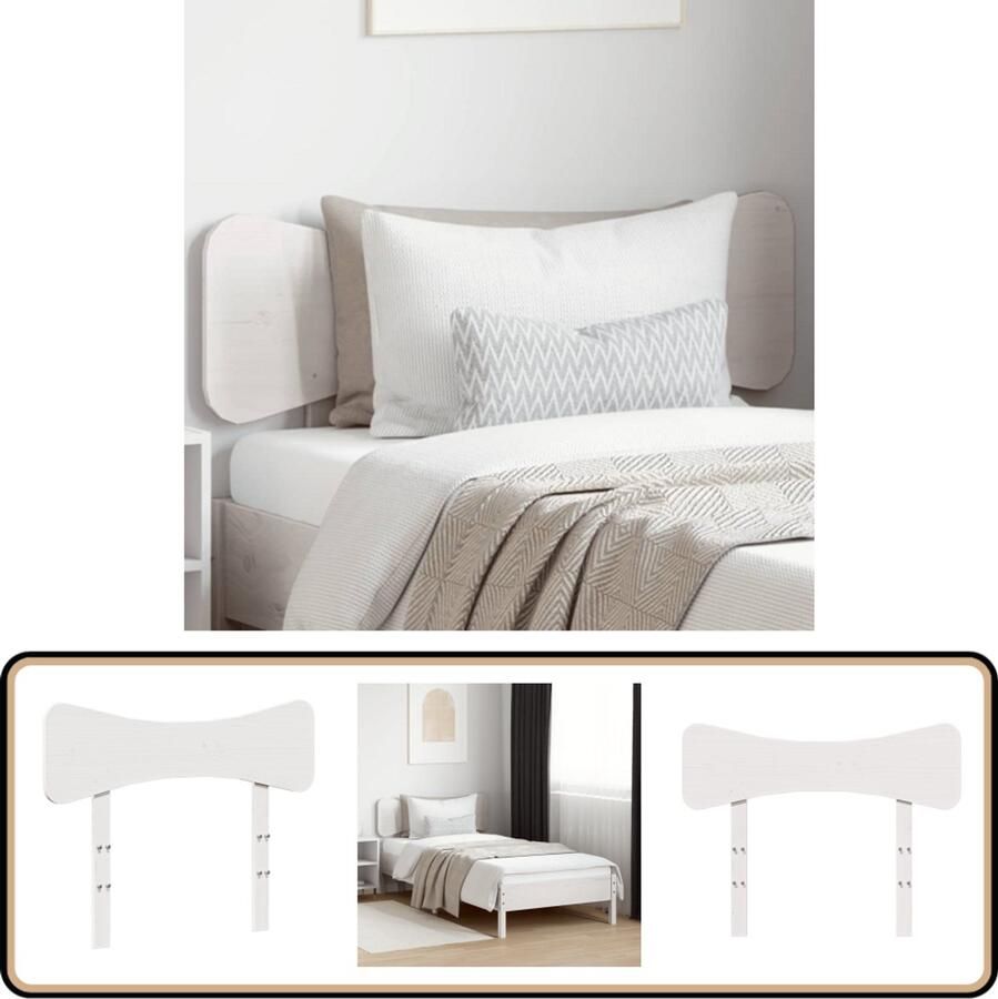 VidaXL Hoofdbord Wit Massief Grenenhout 75 cm Hoofd Bord Bed Frame Hoofdkussen Slaapkamer Decoratie Hout Meubels