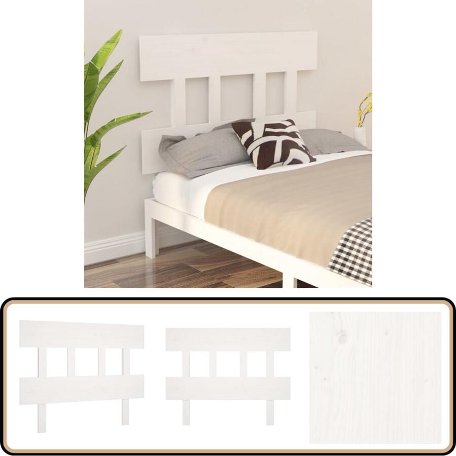 VidaXL Hoofdbord Wit Massief Grenenhout 78 5x81 cm Hoofdboard Hoofdeinde Houten Hoofdbord Rustiek Meubilair Vintage Interieur Slaapkamer Decoratie Comfortabel Leeshoek Witte Hoofdbord Grenenhout