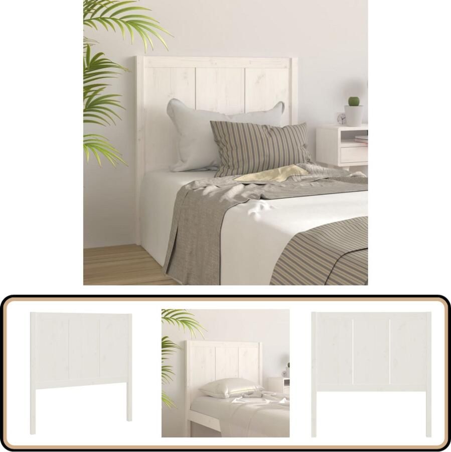 VidaXL Hoofdbord Wit Massief Grenenhout 80 5x100cm Houten Hoofdbord Hoofddekens Beddecoratie Slaapkamer Decoratie Rustiek Meubilair Wit Hoofdbord