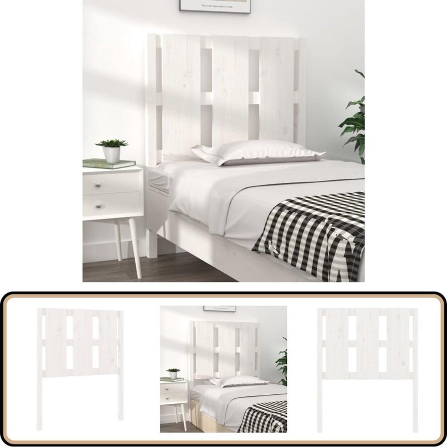 VidaXL Hoofdbord Wit Massief Grenenhout 80 5x100cm Houten Hoofdeinde Hoofdbord Hoofddekking Slaapkamer Decoratie Rustic Meubels Modern Hoofdeinde Wit Hoofdeinde