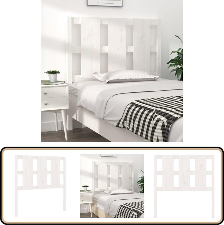 VidaXL Hoofdbord Wit Massief Grenenhout 95 5x100 cm Houten Hoofdbord Hoofddekens Slaapkamers Bedkamerdecoratie Massief Hout