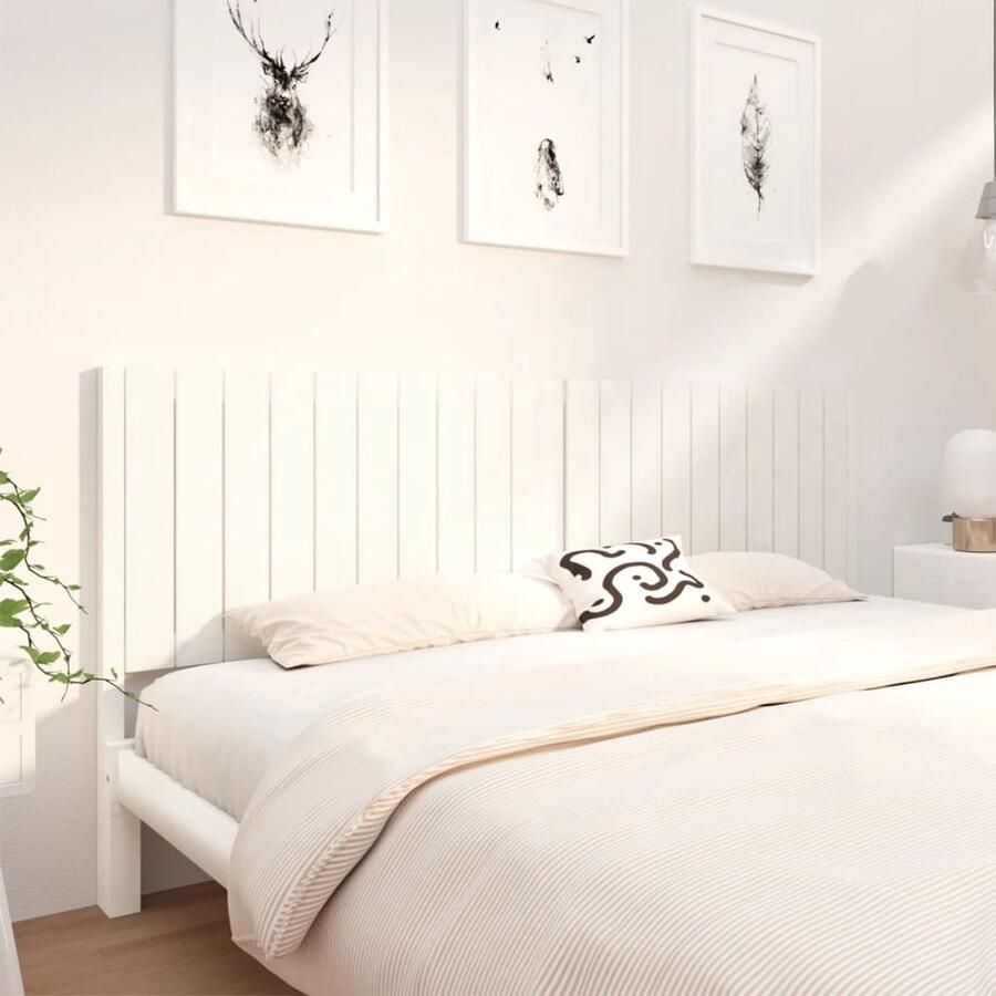 VidaXL Hoofdbord Wit Massief Grenenhout Houten Hoofdbord Hoofdboard Bedroom Decor Rustic Style White Headboard Wooden Furniture Living Room Decor - Foto 2