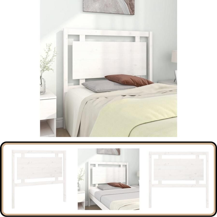 VidaXL Hoofdbord Wit Massief Grenenhout Houten Hoofdeinde Hoofdbord Hoofddekking Slaapkamer Decoratie Rustic Interieur Vintage Style