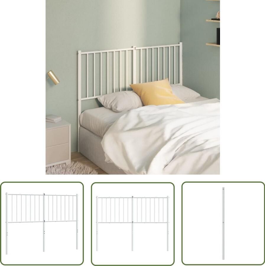VidaXL Hoofdbord Wit Staal 120 cm breed Hoofd Bord Hoofdkussen Bed Frame Slaap Accessoires Metalen Hoofdbord Witte Hoofdbord