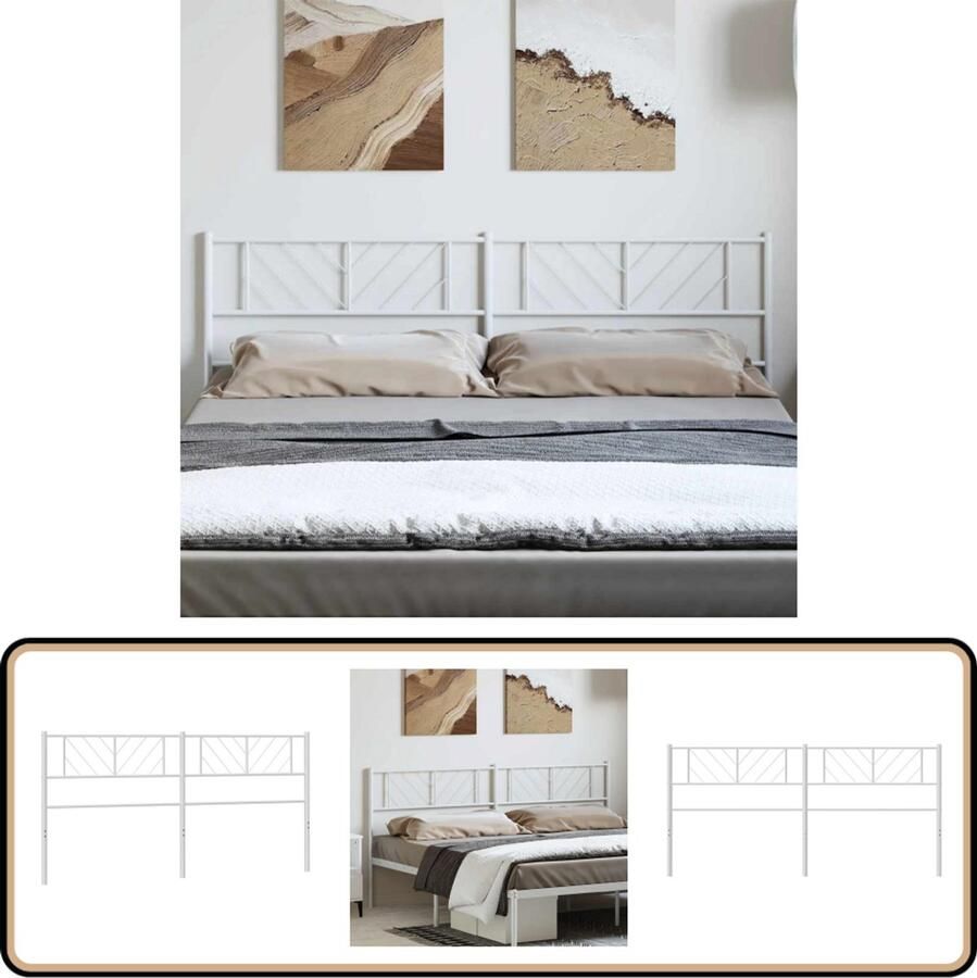 VidaXL Hoofdbord Wit Staal 193 cm Klassieke Hoofdbord Staal Witte Hoofdbord Bedhoofdbord Hoofdbord Modern
