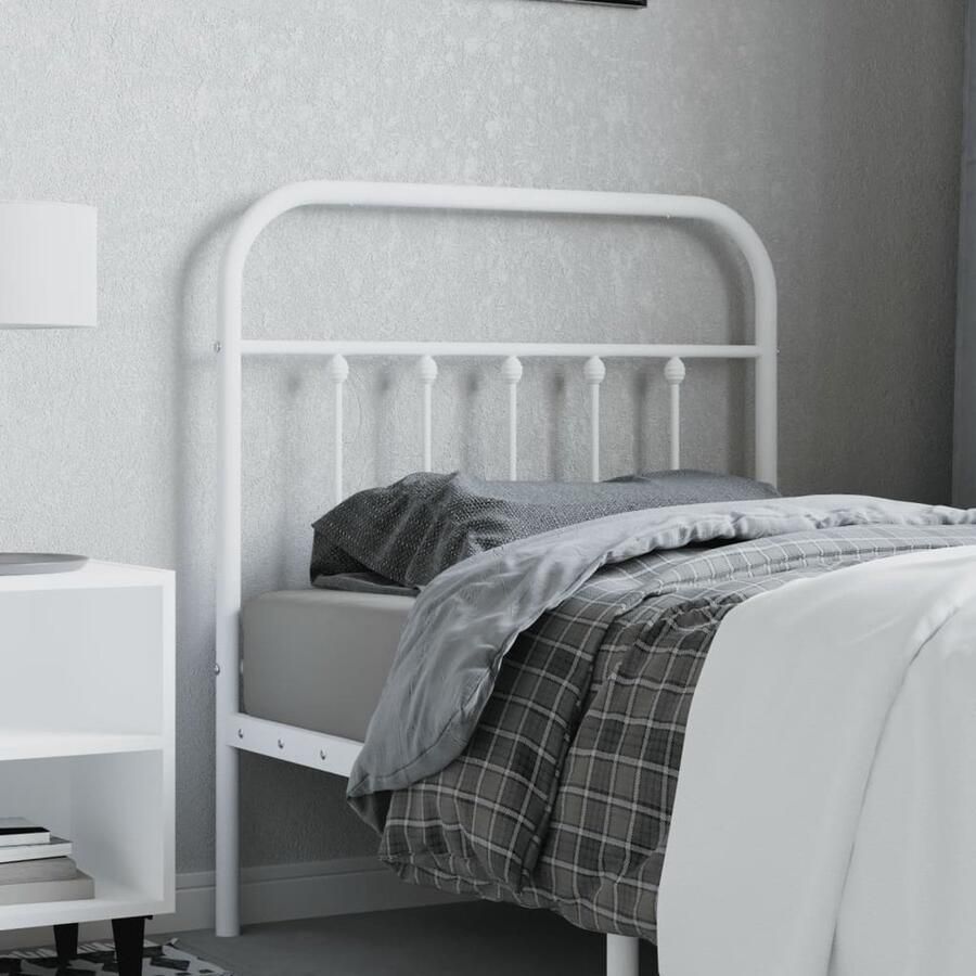 VidaXL Hoofdbord Wit Staal 80 cm Hoofdbord Hoofdbed Metalen Hoofdbord Witte Hoofdbord Slaapkamersdecoratie Bed Accessoires Staal Hoofdbord Comfortabel Hoofdbord Leeshoek Tv Hoek - Foto 2