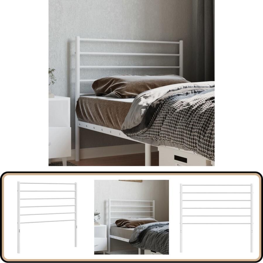 VidaXL Hoofdbord Metaal Wit 80 cm Hoofdbord Hoofdbekleding Beddecoratie Metalen Hoofdbord Witte Hoofdbord