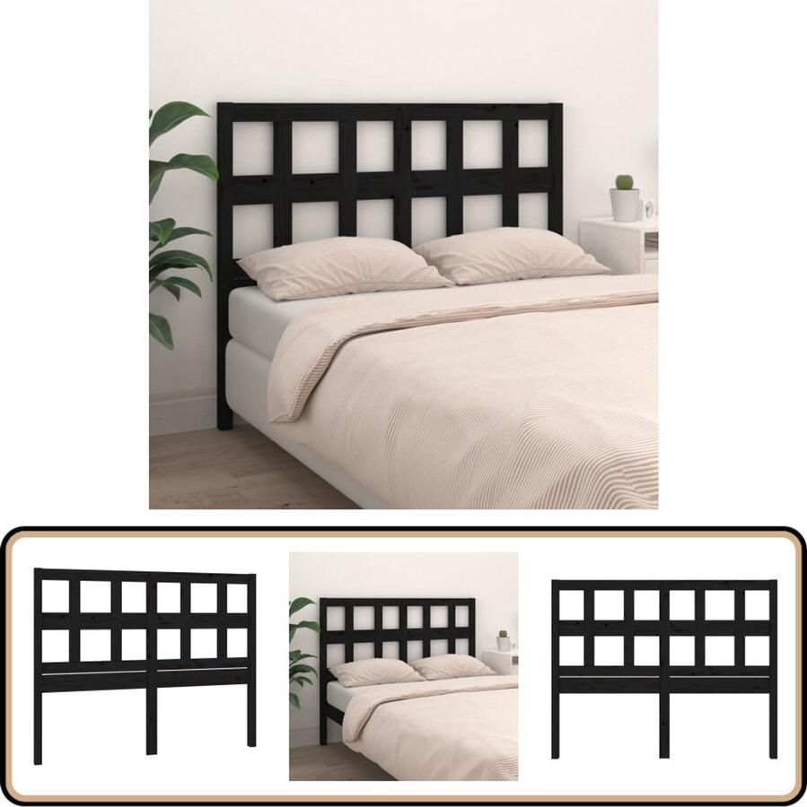 VidaXL Hoofdbord Massief Grenenhout Zwart Houten Hoofdbord Hoofdboard Hoofdeinde Rustic Decor Zwarte Hoofdbord Grenenhout Meubels Bedroom Furniture