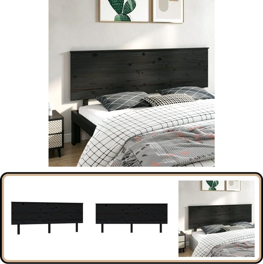 VidaXL Hoofdbord Zwart Grenenhout 204x82 5 cm Hoofdboard Hoofdeinde Houten Hoofdbord Zwarte Hoofdbord Rustic Headboard Vintage Hoofdbord Bedroom Decor Slaapkamerdecor