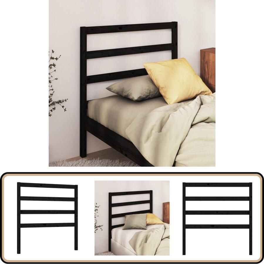 VidaXL Hoofdbord Zwart Grenenhout 81x100 cm Houten Hoofdbord Hoofdeinde Zwarte Hoofdbord Klassieke Hoofdbord Massief Grenenhout Slaapkamers Decoreren Bedroom Furniture King Size Headboard Queen Size Headboard