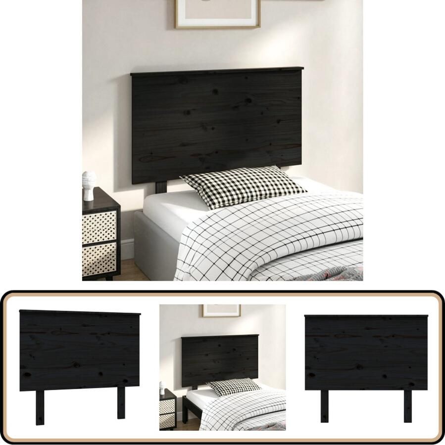 VidaXL Hoofdbord Zwart Grenenhout 94x6x82 5 cm Hoofdboard Hoofdeinde Houten Hoofdbord Rustic Interieur Slaapkamerstijl Black Furniture Modern Bedroom