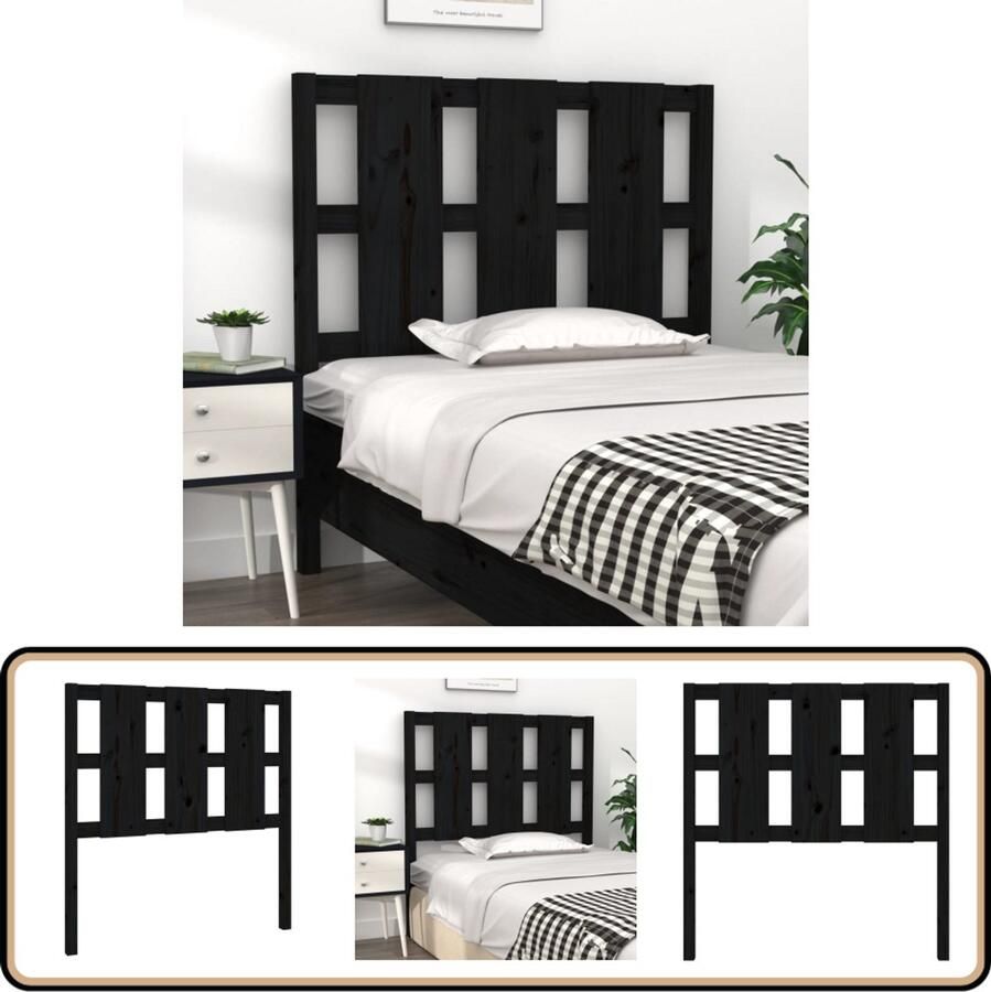 VidaXL Hoofdbord Zwart Grenenhout 95 5x100 cm Houten Hoofdbord Hoofdeinde Hoofdboard Bedroom Furniture Slaapkamerdecoratie Modern Headboard Rustic Headboard