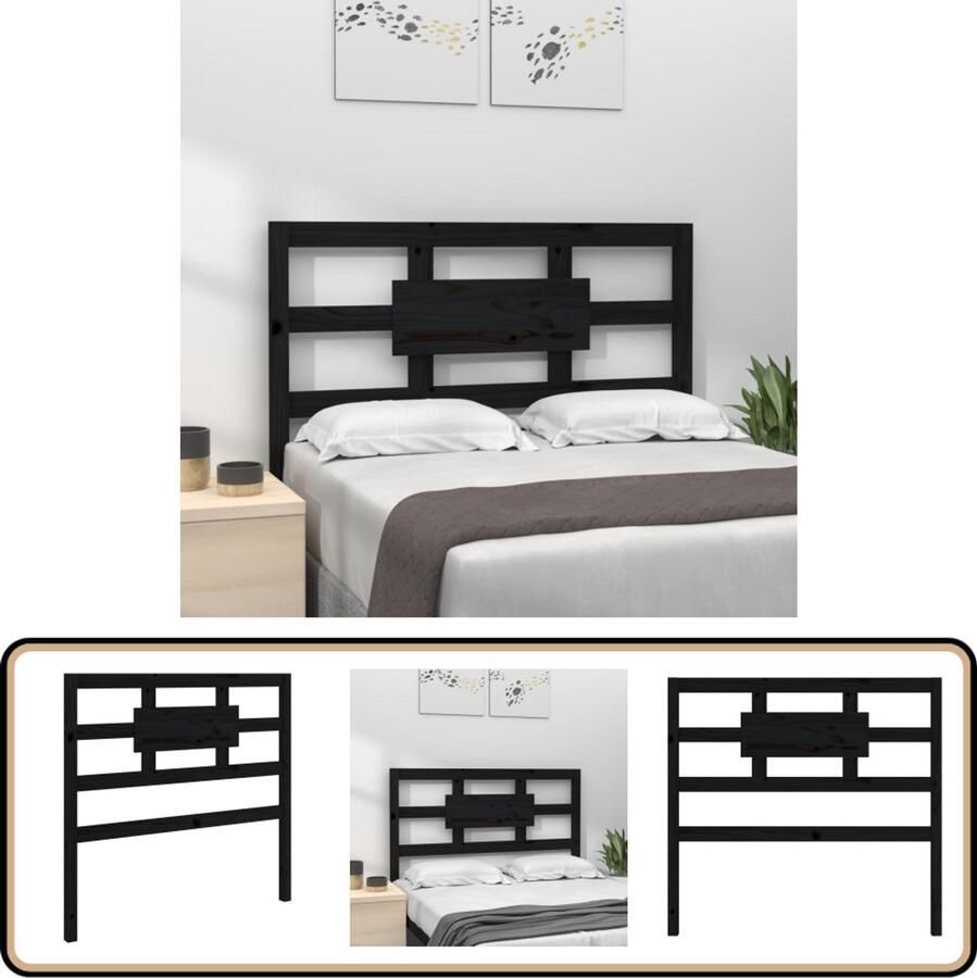 VidaXL Hoofdbord Zwart Grenenhout 95 5x100cm Houten Hoofdeinde Massief Grenenhout Hoofdbord Zwart Landelijk Meubilair Vintage Hoofdeinde Bedroom Decor