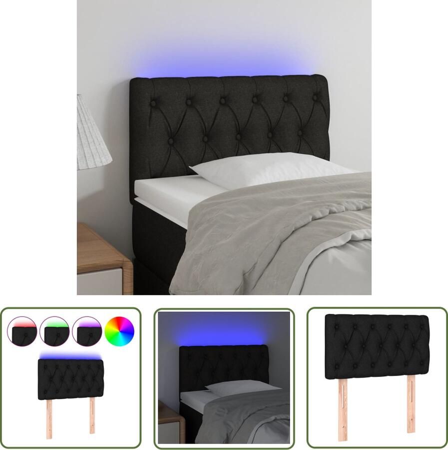The Living Store LED-hoofdbord Hoofdframe 80 x 7 x 78 88 cm Zwart Hoofd Bord Led Hoofdbord Zwart Hoofdkussen Verlichting Led Lampen Voor Bed Moderne Hoofdborden