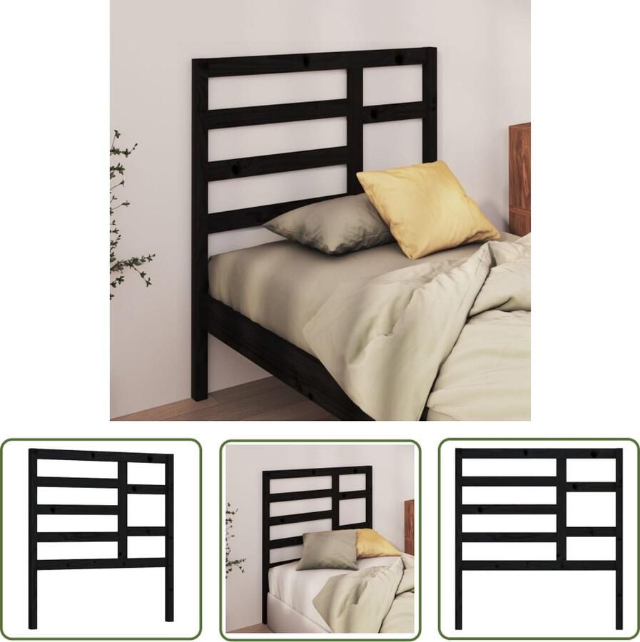 The Living Store Houten Hoofdeinde Zwart 106 x 4 x 104 cm Klassiek Houten Hoofdbord Zwart Hoofdbord Klassieke Stijl Massief Grenenhout Beddecoratie