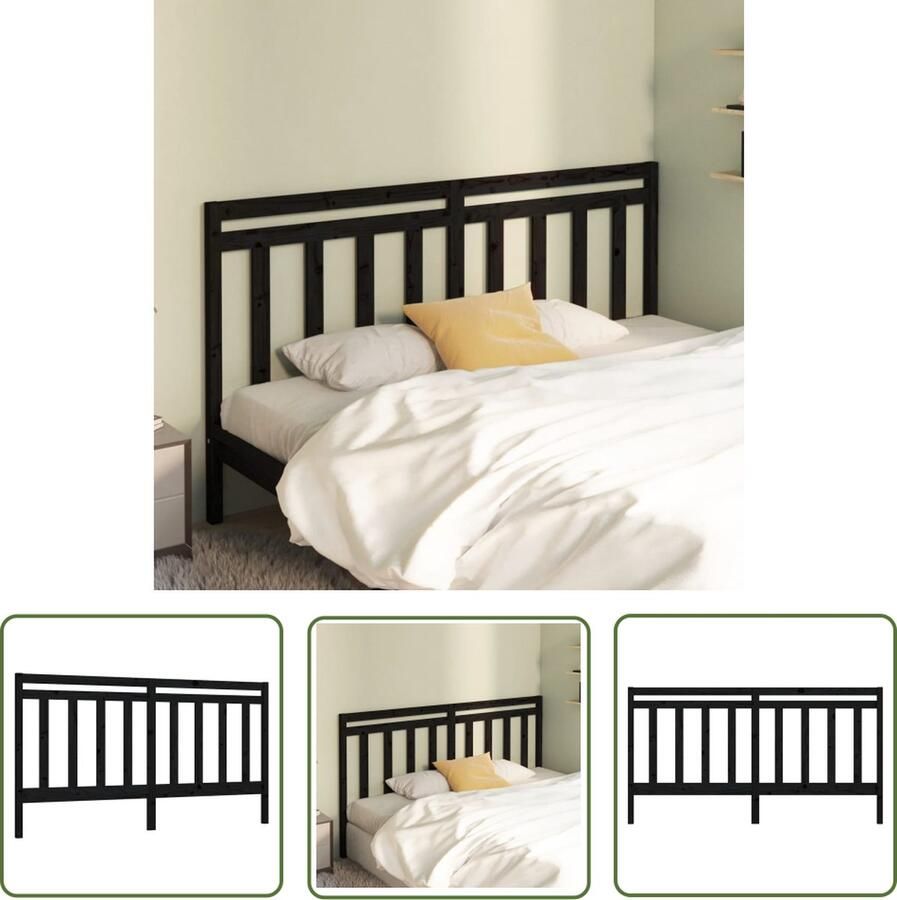 The Living Store Houten Hoofdeinde Zwart 186 x 4 x 100 cm Klassieke Uitstraling Houten Hoofdbord Zwart Klassieke Hoofdbord Massief Grenenhout Hoofdbord Kopen