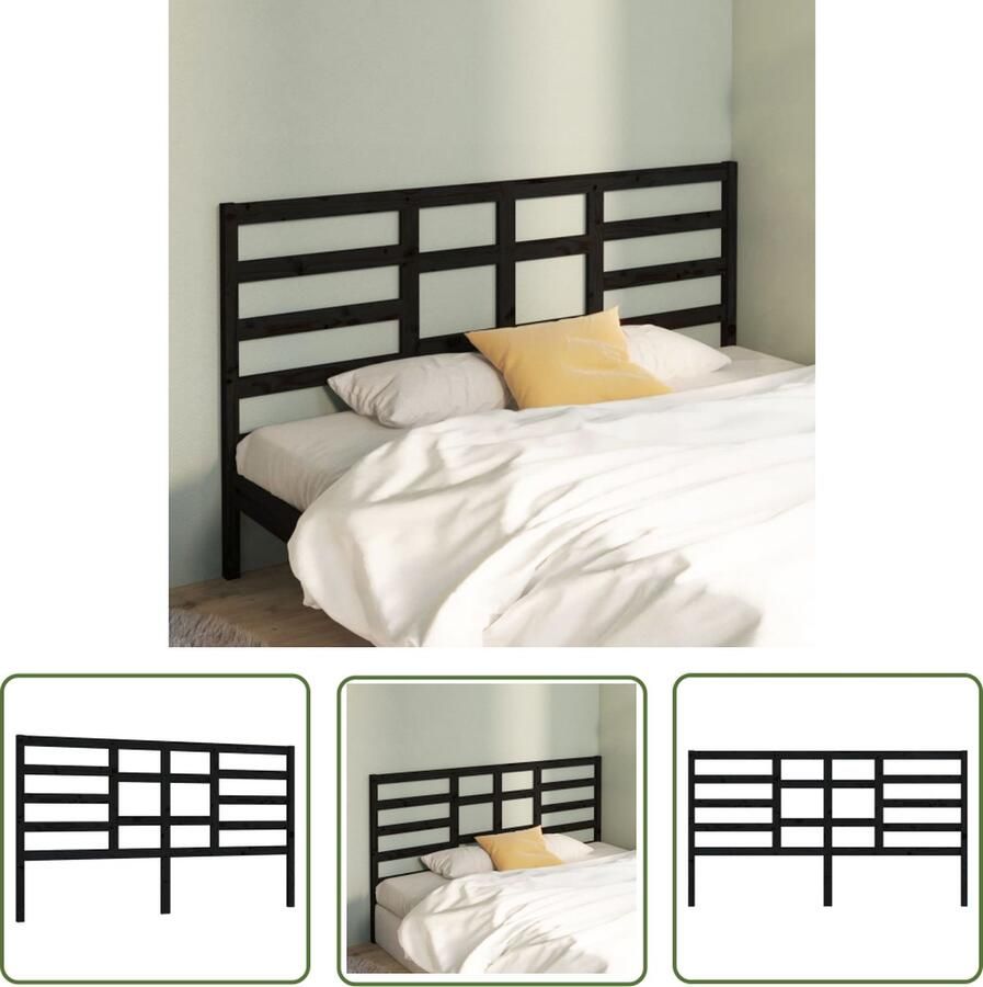 The Living Store Houten Hoofdeinde Zwarte 206 x 4 x 104 cm Klassiek Houten Hoofdbord Zwart Klassieke Hoofdbord Massief Grenenhout Hoofdbord Kopen