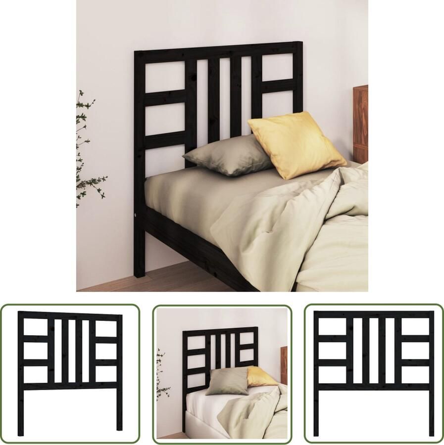 The Living Store Houten Hoofdeinde Zwart 81 x 4 x 100 cm Klassieke uitstraling Houten Hoofdbord Zwart Hoofdbord Modern Hoofd Bord Bedroom Furniture