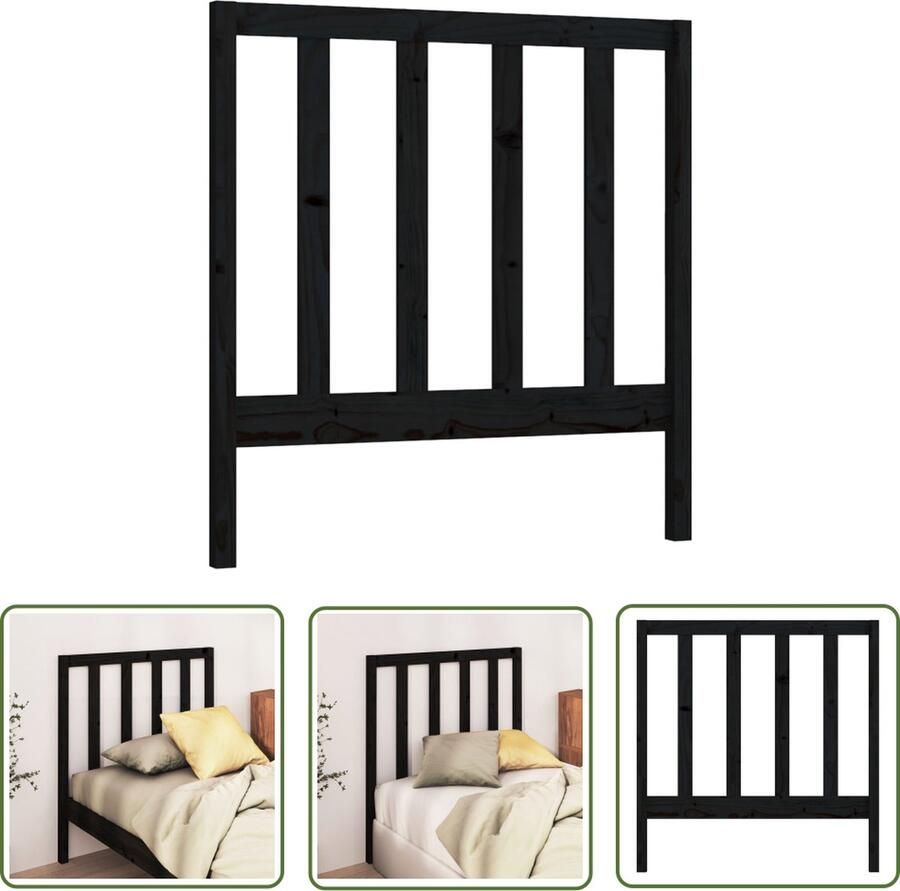 The Living Store Houten hoofdeinde Zwart 81 x 4 x 100 cm Klassieke uitstraling Houten Hoofdbord Zwart Klassieke Hoofdbord Grenenhout Hoofdbord Bedroom Decor