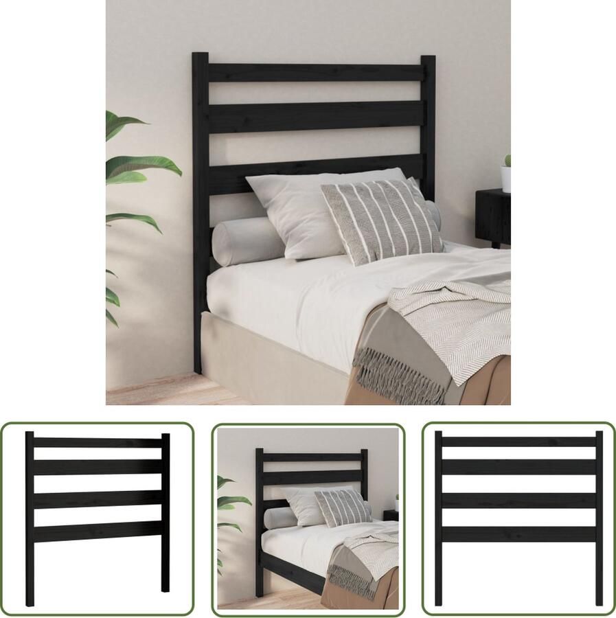 The Living Store Houten Hoofdbord Zwart 81 x 4 x 100 cm Massief Grenenhout Houten Hoofdbord Zwart Massief Grenenhout Hoofdbord Design Hoofdbord Bedroom Decor - Foto 2