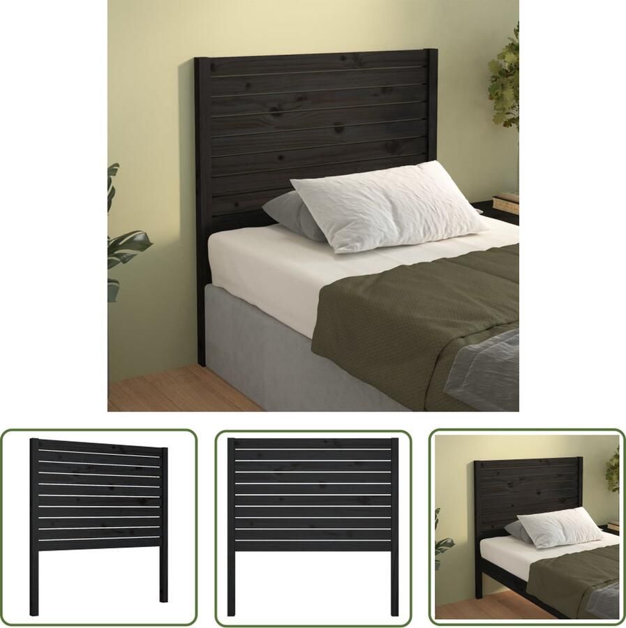 The Living Store Houten Hoofdeinde Zwart 96 x 4 x 100 cm Massief Grenenhout Houten Hoofdbord Zwart Hoofdbord Massief Hout Grenenhout Hoofdbord Bedroom Decor