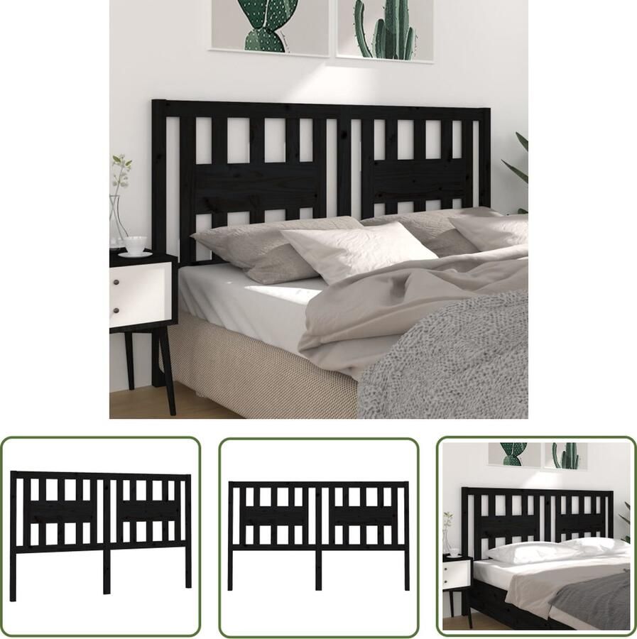 The Living Store Houten Hoofdeinde Zwart 166 x 4 x 100 cm Rustieke Charme Houten Hoofdeinde Hoofdbord Zwart Rustic Decor Houten Meubels Bedroom Furniture