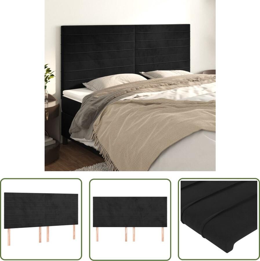 The Living Store Klassiek Hoofdbord Fluweel Stevige Poten Verstelbare Hoogte Comfortabele Ondersteuning Zwart 180x5x118 128cm Klassieke Hoofdbord Zwart Velvet Hoofdbord Bedhoofd Luxe Hoofdbord