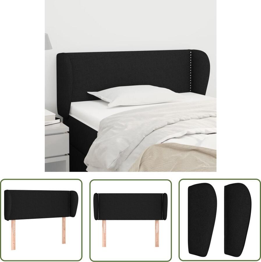 The Living Store Hoofdeind Klassiek Zwart 103 x 23 x 78 88 cm Duurzaam materiaal Klassieke Hoofdbord Zwart Bedhoofd Stoffen Hoofdbord Adjustable Headboard