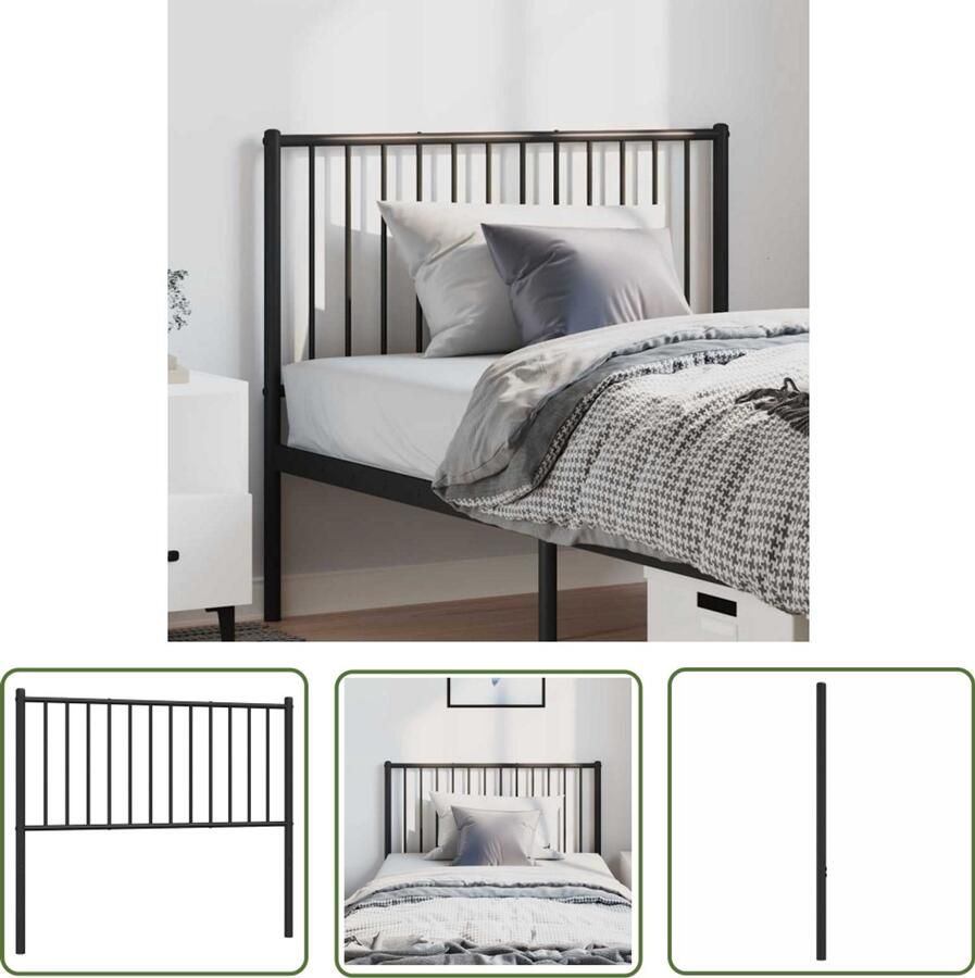 The Living Store Klassiek Hoofdbord Staal 105 x 3 x 90 cm Zwart Klassieke Hoofdbord Zwart Staal Hoofdbord Beddecoratie Hoofdbord Kopen - Foto 2