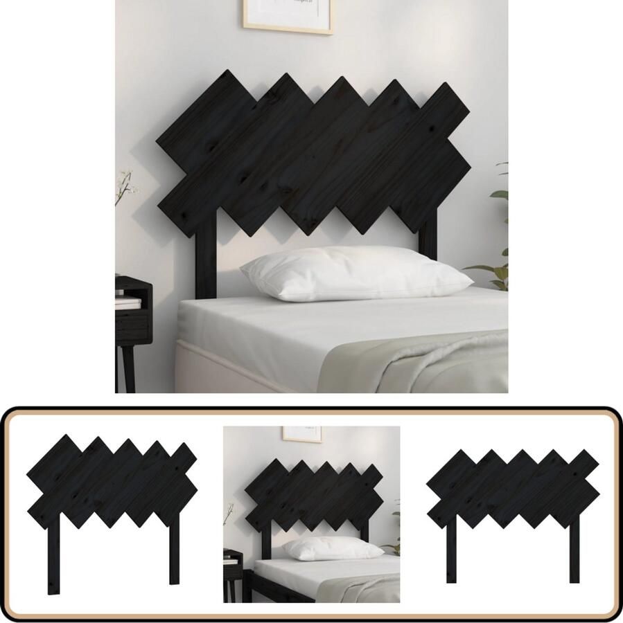 VidaXL Hoofdbord Zwart Massief Grenenhout 104 cm Houten Hoofdbord Hoofdkussen Hoofdboard Bedroom Furniture Slaapkamerdecoratie Rustic Style Black Headboard