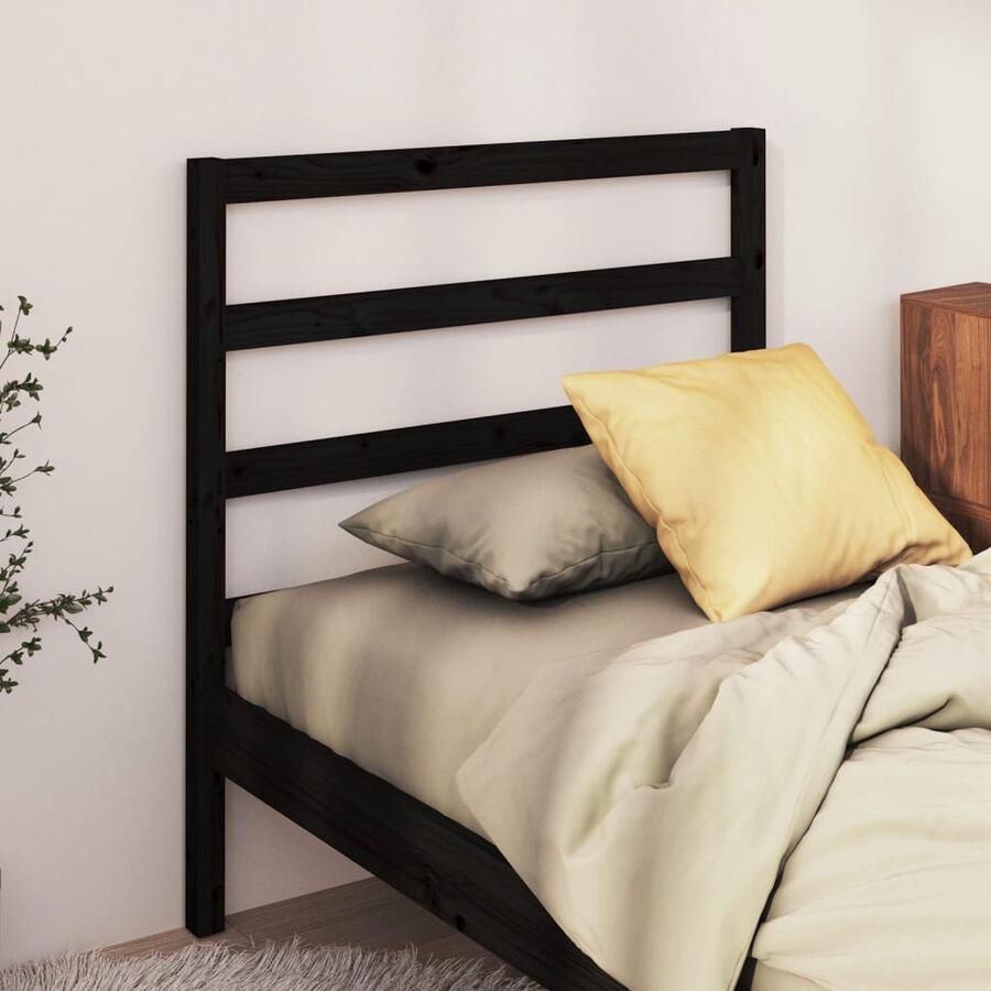 VidaXL Hoofdbord Zwart Grenenhout 81x100 cm Houten Hoofdbord Hoofdeinde Zwarte Hoofdbord Klassieke Hoofdbord Massief Grenenhout Slaapkamers Decoreren Bedroom Furniture King Size Headboard Queen Size Headboard - Foto 2