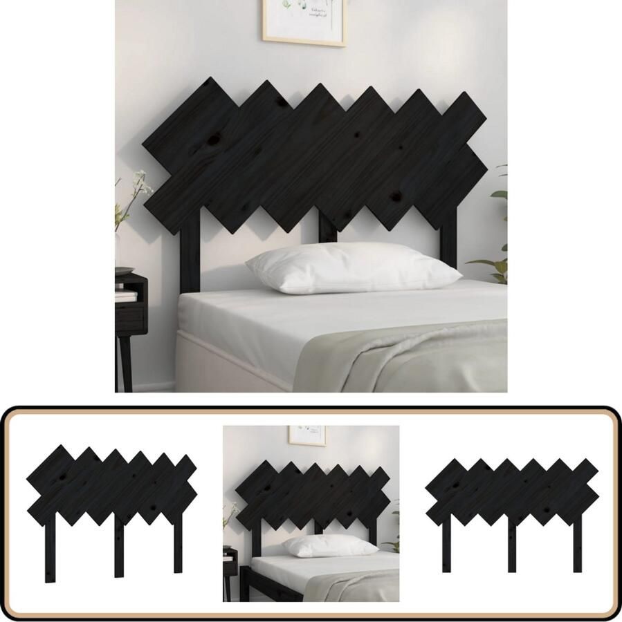VidaXL Hoofdbord Zwart Massief Grenenhout 122 5 cm Hoofdboard Hoofdeinde Houten Hoofdbord Black Headboard Rustic Headboard Bedroom Decor Wooden Furniture Living Room Decor