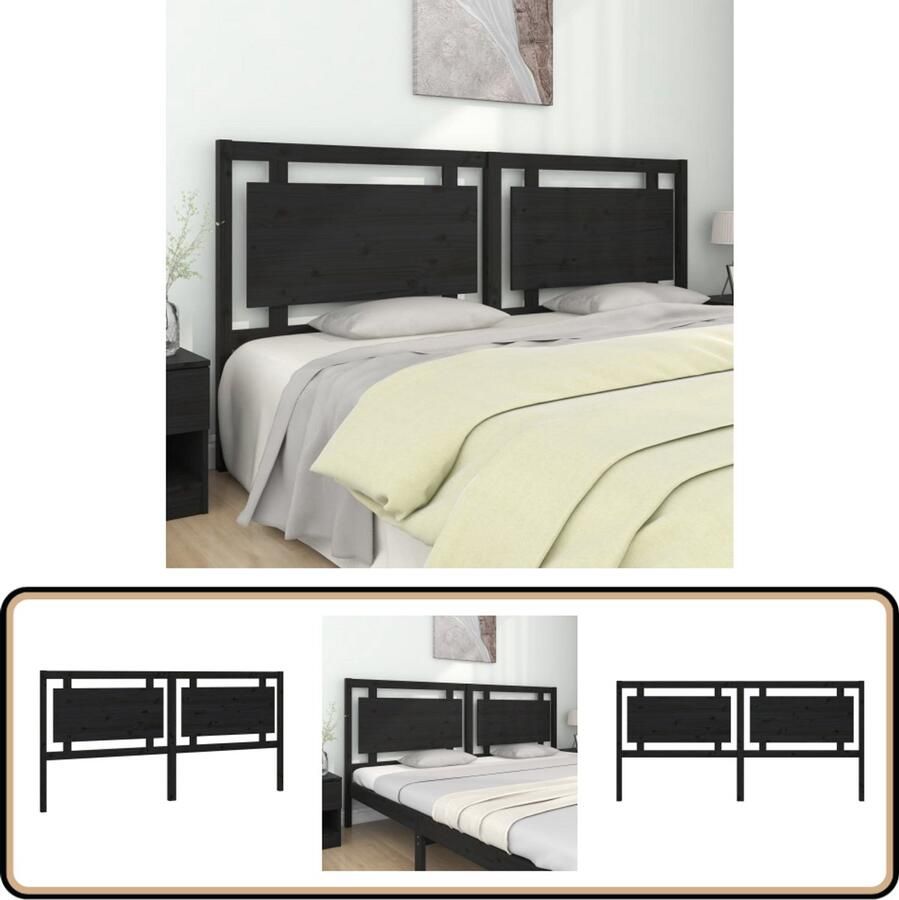 VidaXL Hoofdbord Zwart Massief Grenenhout 205 5 cm Hoofdboard Hoofdeinde Houten Hoofdbord Grenenhout Hoofdbord Zwart Hoofdbord Landelijk Hoofdbord Vintage Hoofdbord