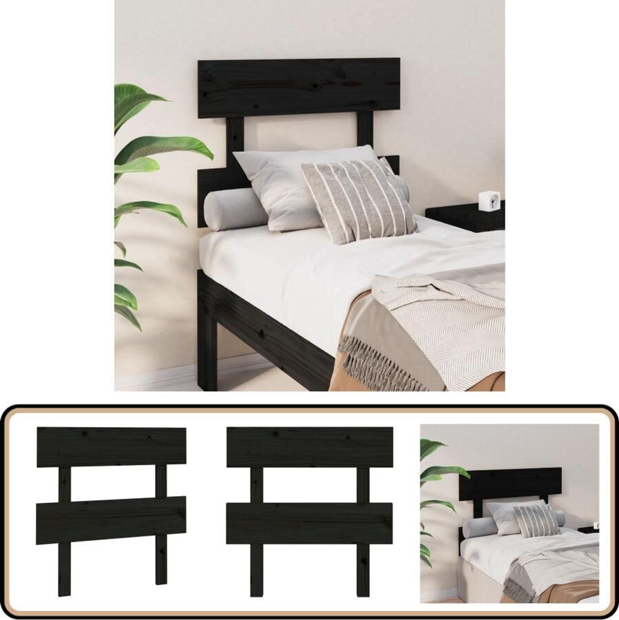 VidaXL Hoofdbord Zwart Massief Grenenhout 78 5x81 cm Houten Hoofdbord Hoofdeinde Zwarte Hoofdbord Massief Grenenhout Beddecoratie Slaapkamers Bedroom Furniture Luxe Hoofdbord Comfortabel Hoofdbord