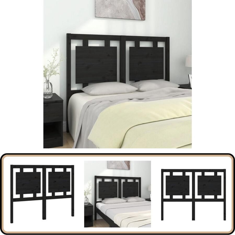 VidaXL Hoofdbord Zwart Massief Grenenhout Hoofd Bord Hoofdeinde Houten Hoofdbord Rustic Decor Black Headboard Bedroom Furniture