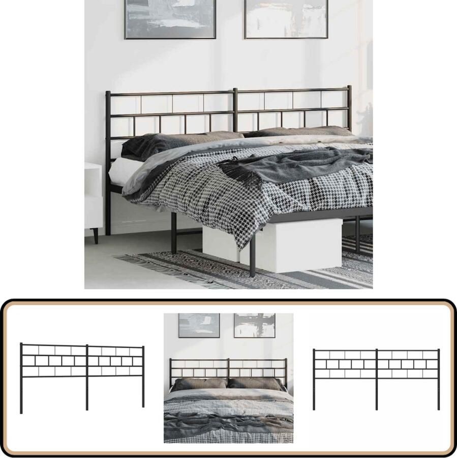 VidaXL Hoofdbord 180 cm metaal zwart