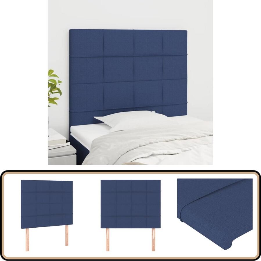 VidaXL Hoofdborden 100x5x78 88 cm Blauw Set van 2 Hoofd Bord Hoofdborden Beddecoratie Slaapkamers Blauwe Kamer