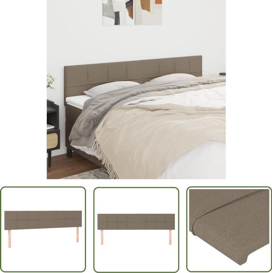 VidaXL Hoofdborden 100x5x78 88 cm Stof Taupe 2 stuks Hoofd Bord Hoofdkussen Bedkleden Slaap Accessoires Stoffen Hoofdbord Klassiek Hoofdbord Taupes Kleur