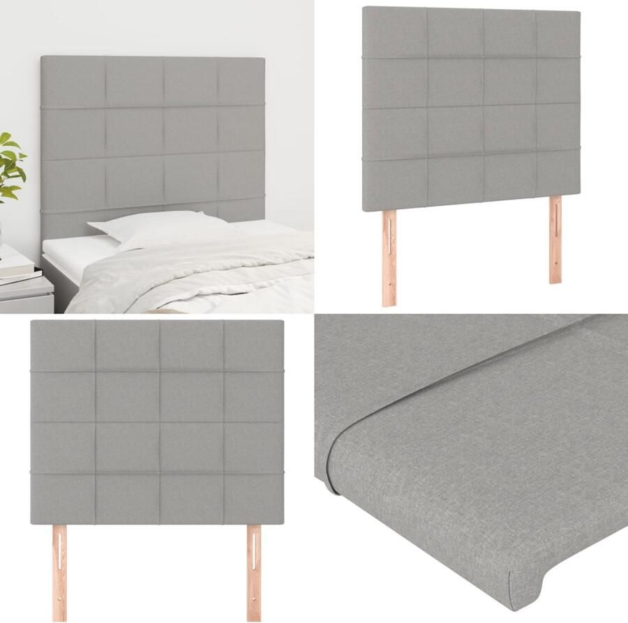 The Living Store Hoofdbord Bedhoofdbord Verstelbare Hoogte Comfortabele Ondersteuning Lichtgrijs 200 x 5 x 78 88 cm 2 x Hoofdeind Hoofd Bord Hoofdkussen Beddecoratie Slaapcomfort Grijs