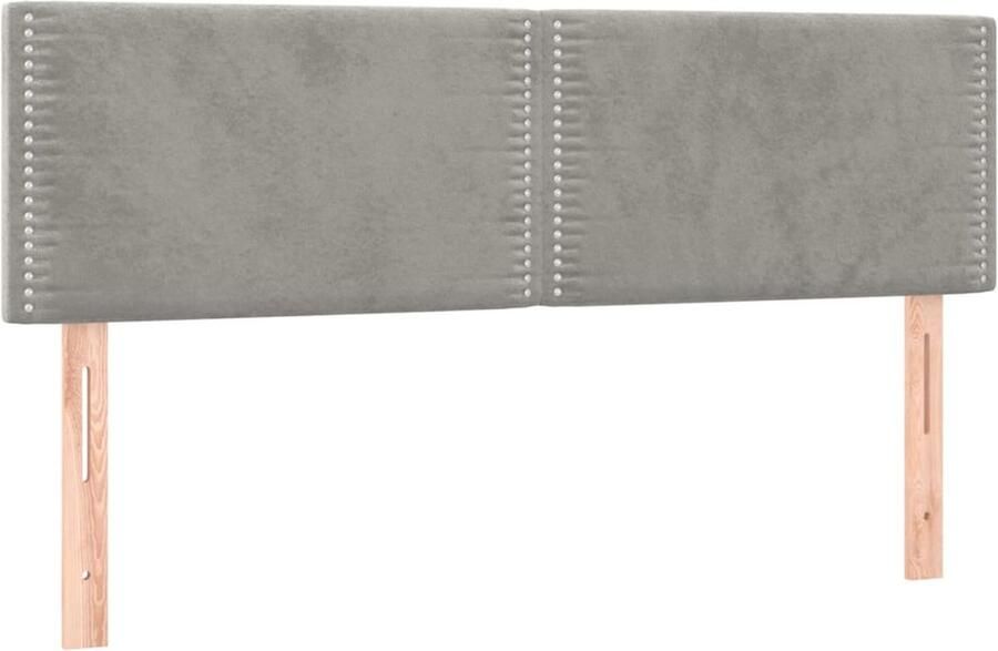 VidaXL Hoofdborden 2 st 72x5x78 88 cm fluweel lichtgrijs - Foto 2