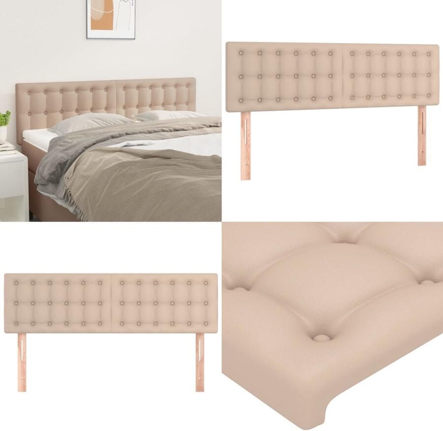 VidaXL Hoofdborden 2 st 72x5x78 88 cm kunstleer cappuccinokleurig Hoofdbord Hoofdborden Hoofdeinde Houten Hoofdbord