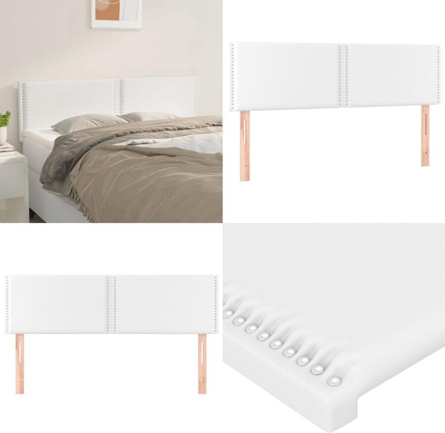 VidaXL Hoofdborden 2 st 72x5x78 88 cm kunstleer wit Hoofdbord Hoofdborden Hoofdeinde Houten Hoofdbord