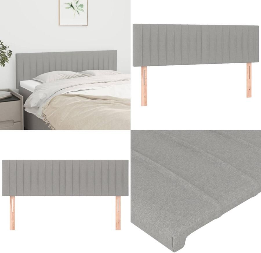 VidaXL Hoofdborden 2 st 72x5x78 88 cm stof lichtgrijs Hoofdbord Hoofdborden Hoofdeinde Houten Hoofdbord