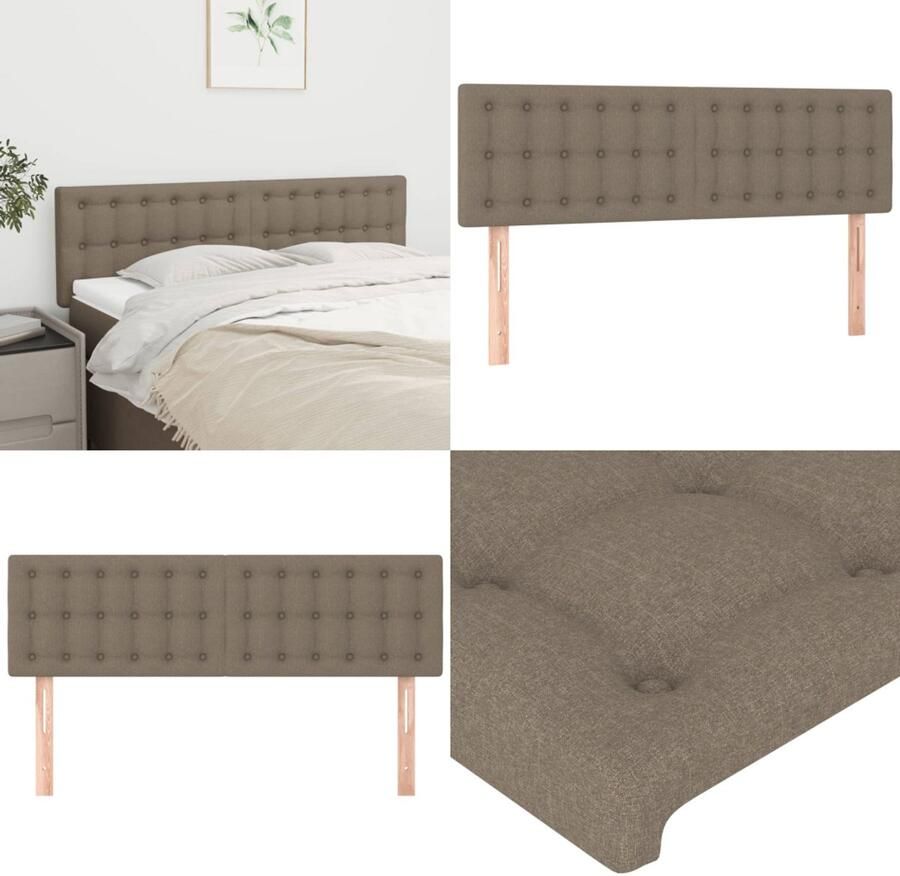 The Living Store Hoofdbord Stof Taupe 144x5x78 88cm Verstelbare hoogte Hoofd Bord Hoofdeinde Beddengoed Slaapkamers Taupecleur