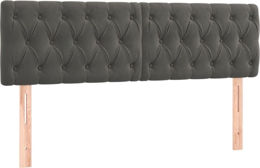 VidaXL Hoofdborden 2 st 72x7x78 88 cm fluweel donkergrijs - Foto 2