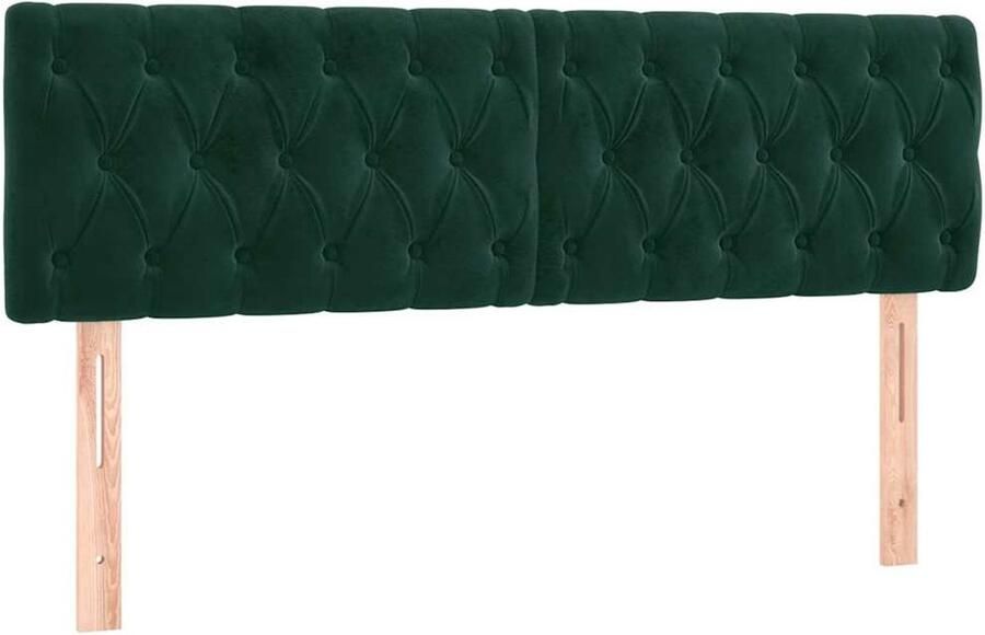 VidaXL Hoofdborden 2 st 72x7x78 88 cm fluweel donkergroen - Foto 2