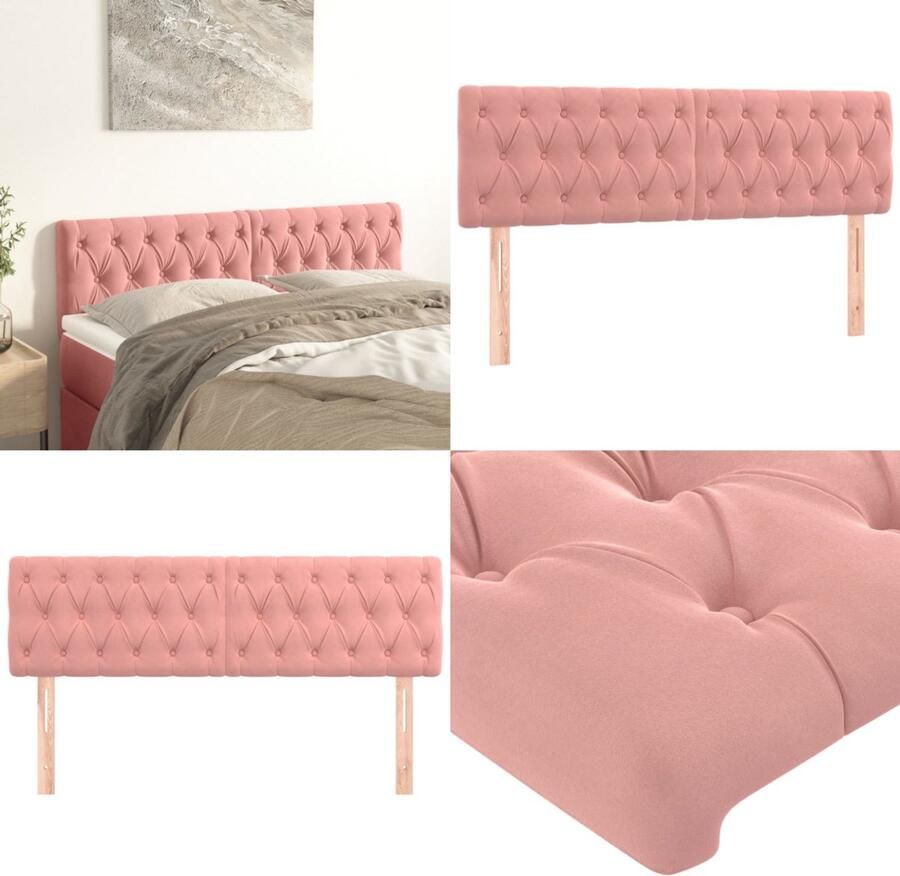 VidaXL Hoofdborden 2 st 72x7x78 88 cm fluweel roze