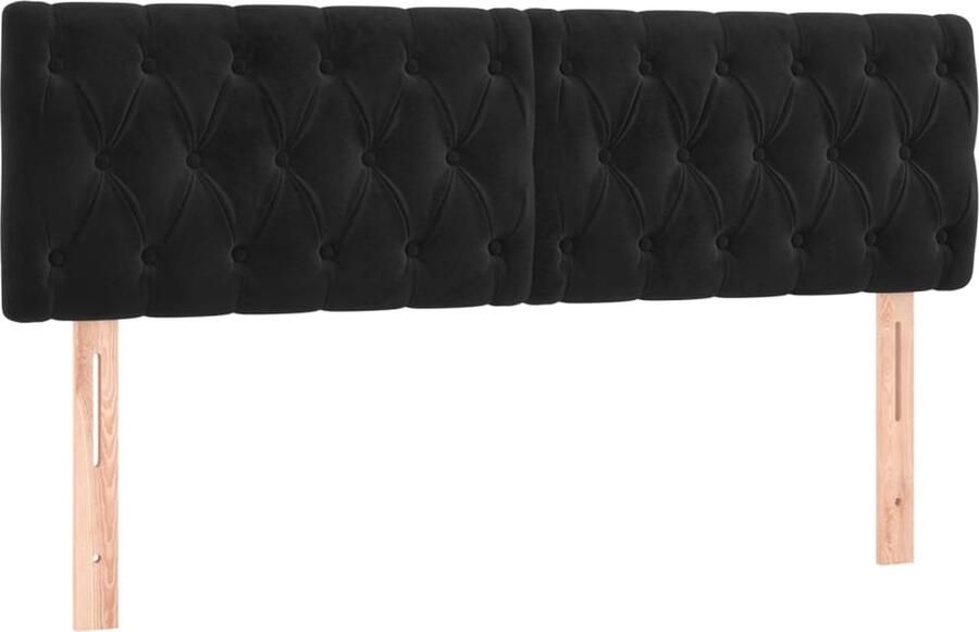 VidaXL Hoofdborden 2 st 72x7x78 88 cm fluweel zwart - Foto 2