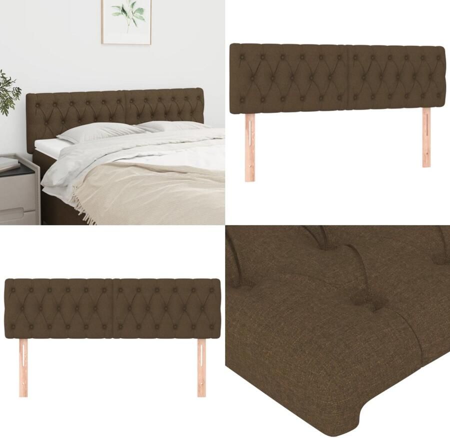 VidaXL Hoofdborden 2 st 72x7x78 88 cm stof donkerbruin Hoofdbord Hoofdborden Hoofdeinde Houten Hoofdbord