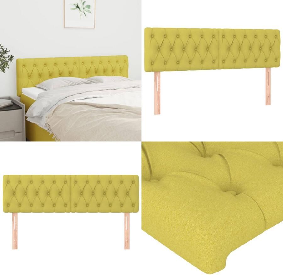 VidaXL Hoofdborden 2 st 72x7x78 88 cm stof groen Hoofdbord Hoofdborden Hoofdeinde Houten Hoofdbord